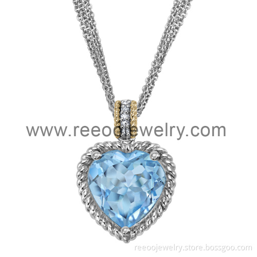 Unique Botswana Agate, Sapphire Sterling Silver Necklace